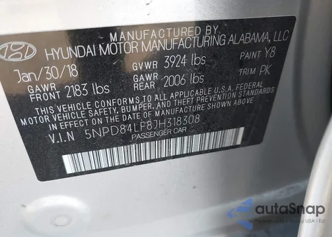 2018 Hyundai Elantra Value Edition из США, поврежденный, VIN 5NPD84LF8JH318308